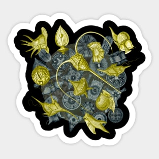 Ernst Haeckel Yellow Peridinea on Cerulean Diatoms Sticker